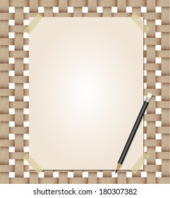 Paper message with pencil on wood background 