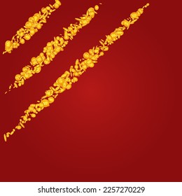 Fondo rojo vector de monedas metálicas de papel. Revista Shiny Dollar Fall. Volante de divisas de oro. Plantilla de dinero de negocios.