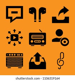 paper, metal, happy, treble, image and rock icon vector set. Flat vector design with filled icons. Designed for web and software interfaces