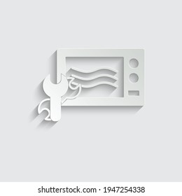 configuración de vectores de iconos de microondas de papel y señal de fijación