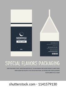 Paper milk box design isolated on dark grey background