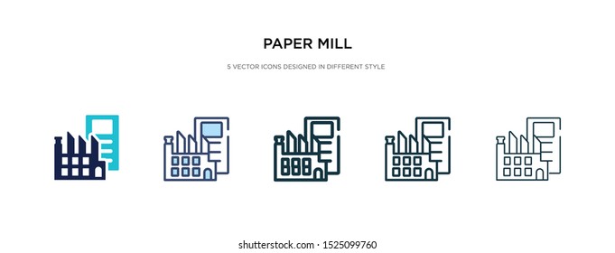 Paper Mill Icon In Different Style Vector Illustration. Two Colored And Black Paper Mill Vector Icons Designed In Filled, Outline, Line And Stroke Style Can Be Used For Web, Mobile, Ui