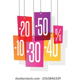 Paper mobile with percents on white background