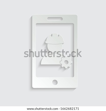 paper mobile phone  engineering.  phone repairing,  fix phone, support icon. 