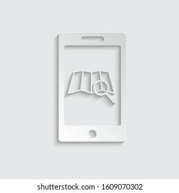 paper mobile phone icon. map icon. vector