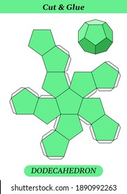 Paper model of a dodecahedron. Cut, fold and glue. Homemade model. Vector template.