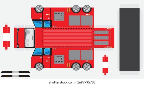 Paper Model Fire Truck Cut Glue Stock Vector (Royalty Free) 1697795788 ...