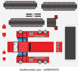 Paper model of ladder Fire Truck , cut and glue