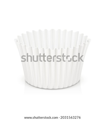 Paper mold for cupcake. Utensil for baking cake. Isolated on white background. Eps10 vector illustration.