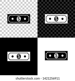 Paper money american dollars cash icon isolated on black, white and transparent background. Dollar banknote sign. Vector Illustration