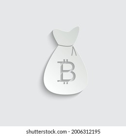 paper Money bag bitcoin  vector icon