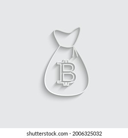 paper Money bag bitcoin  vector icon