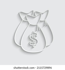 icono del vector de bolsa de dinero en papel