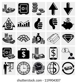 Paper money, Banking, Business, Finance, Management and human resources set. Vector set