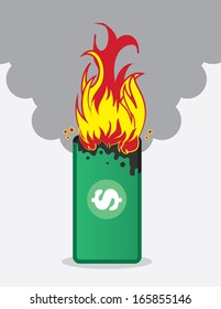 Paper money bill on fire 