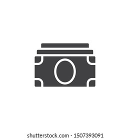 Paper money bill vector icon. filled flat sign for mobile concept and web design. Money flow, banknotes glyph icon. Cash symbol, logo illustration. Vector graphics