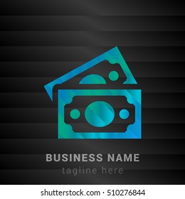 Paper Money Blue,Green and Black silk fashion premium icon / Logo