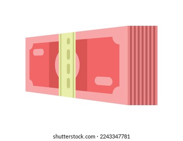 Paper money bundle in perspective view. Simple flat illustration
