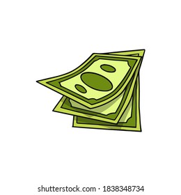 paper money cash vector illustration. fit for finance, banking, or transaction. flat color with a hand-drawn style