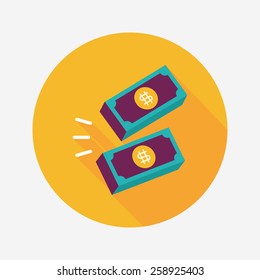 Paper money flat icon with long shadow,eps10
