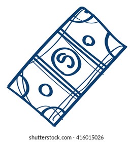 Paper money icon. Design elements in hand drawn style.