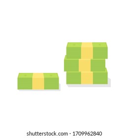Paper Money Icon Image, Dollar Pile Vector Illustration