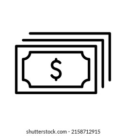 Paper money icon. Payment system. Business concept. Line icon. Vector illustration, isolated on white background.