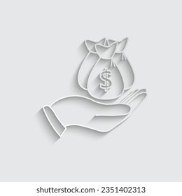 icono de papel moneda vectorial bolsa de tenencia de dinero icono de financiación signo