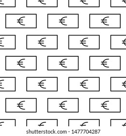 Paper money seamless pattern. White and black coin with euro sign. Abstract geometric shape texture. Design template for wallpaper,wrapping, textile. Vector Illustration