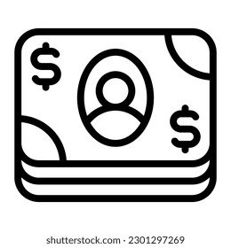 Paper Money Simple Line Icon Symbol