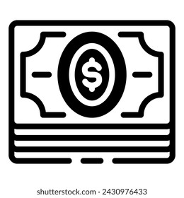 Paper Money Simple Line Icon Logo Symbol