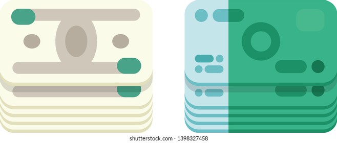 Paper money vector icon in flat style. Isometric symbol of cash. Finance and retail related icon