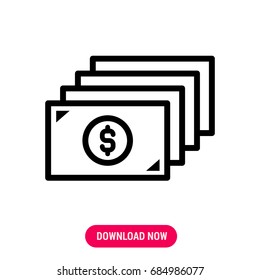 Paper money vector icon, The outlined symbol of fiat money. Simple, modern flat vector illustration for mobile app, website or desktop app   