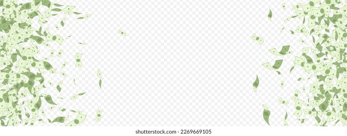 Paper Money Vector Transparent Panoramic Background. Paper Dollar Banner. Flying Swirl Finance Brochure. Flow Jackpot Scatter Card.