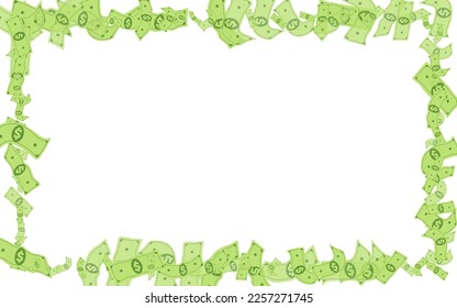 Fondo blanco del vector de dinero de papel. Volador de efectivo volante. Fallo Del Certificado Del Acumulador Swirl. Diseño de Abundancia de Confetti dispersa.