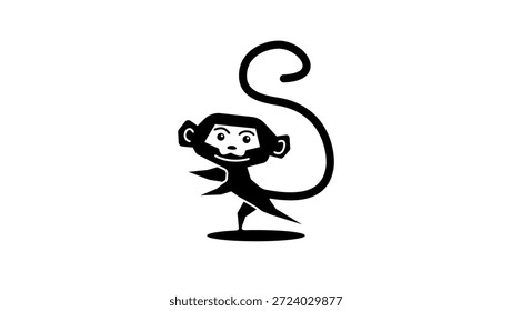 Papel macaco Mid Jump, silhueta isolada preta