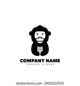 Paper monkey silhouette logo design