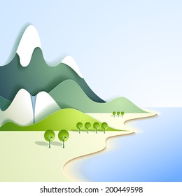 Paper mountain landscape