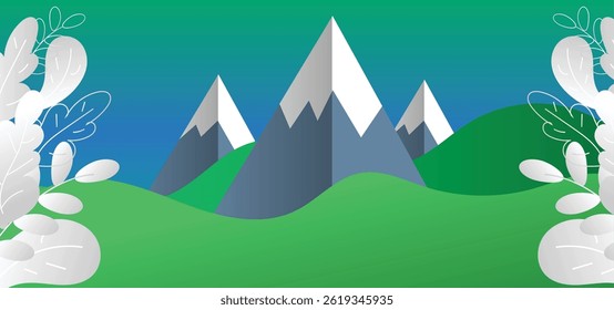 Paper Mountain Landscape Colorful Background.