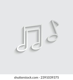 paper music icon musical note vector icon 