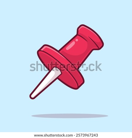 Paper Nail Pin Cartoon Vector Icon Illustration. Education 
Business Icon Concept Isolated Premium Vector. Flat Cartoon 
Style 