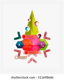 Paper New Year and Christmas labels and stickers. Modern info banner