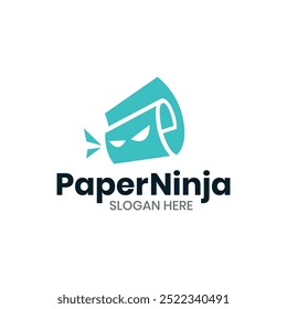 Papel Ninja engraçado desenho animado logotipo inteligente