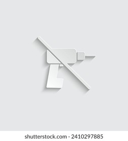 paper no drill icon vector. Prohibited drill sign no drill needed icon