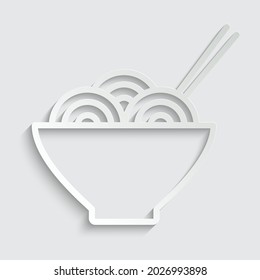 paper noodles icon vector in the bowl with chopsticks 