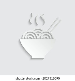 paper noodles icon vector in the bowl with chopsticks 