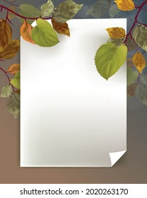 paper note with autumn leaves background
