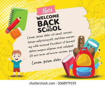 paper note back to school education icon objects frame  background illustration vector design


