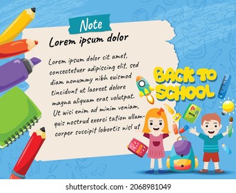  paper note back to school education icon objects frame  background illustration vector design