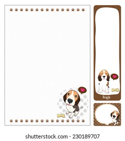 paper note beagle cartoon on brown and white background